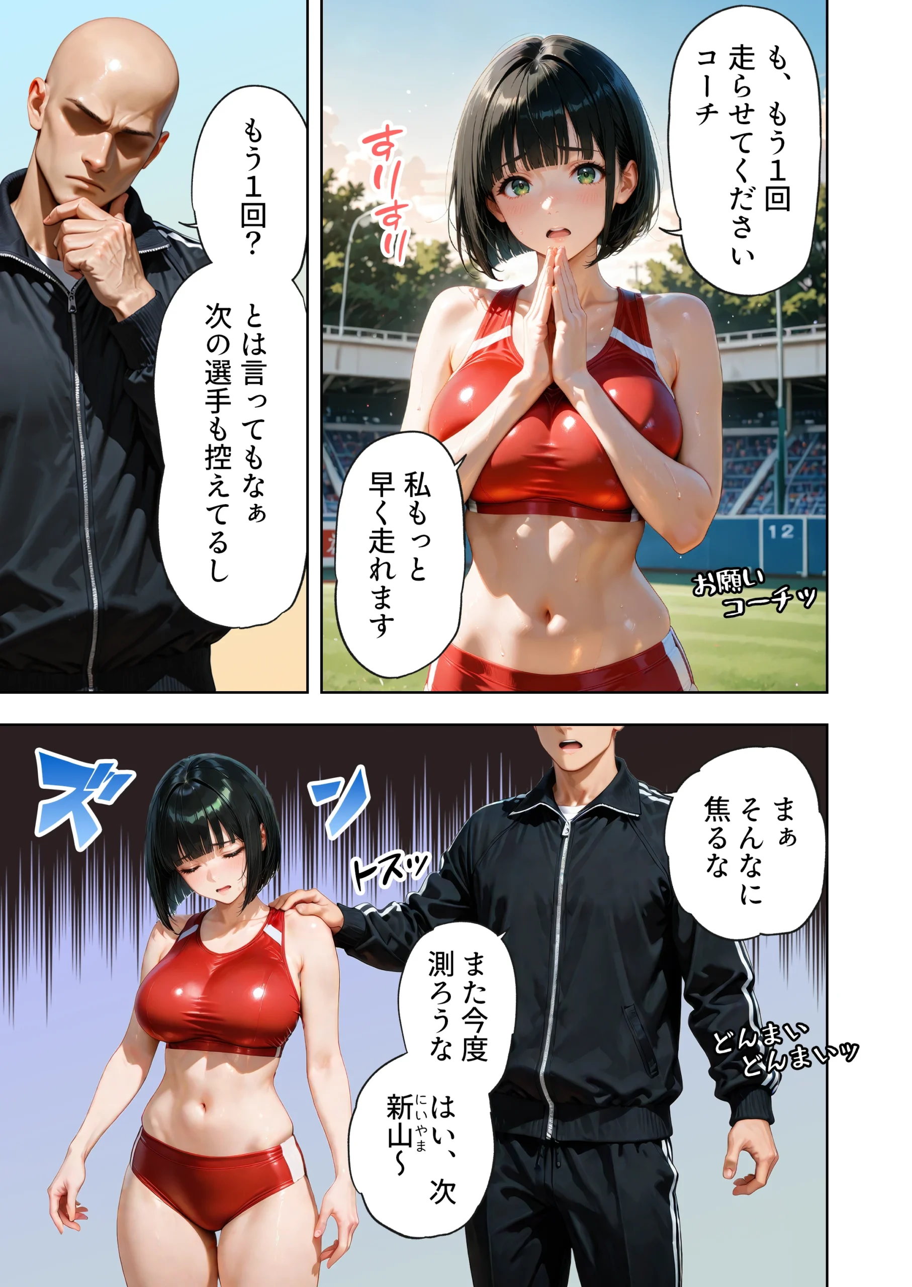 巨乳が暴れて走れませんッ！ 補欠落ちした陸上部元エースがコーチに秘密の特訓を指導してもらう話 サンプル漫画