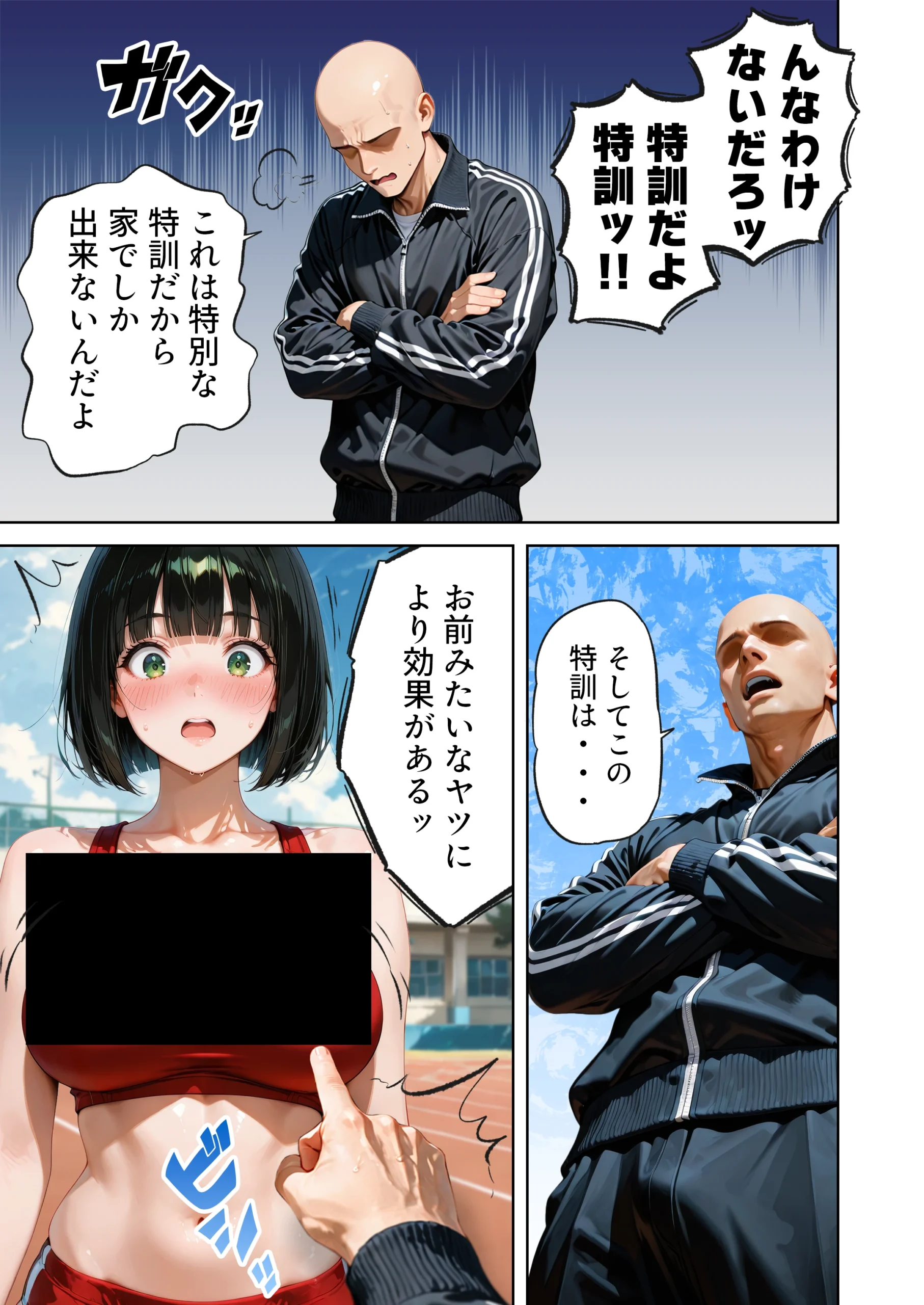 巨乳が暴れて走れませんッ！ 補欠落ちした陸上部元エースがコーチに秘密の特訓を指導してもらう話 サンプル漫画
