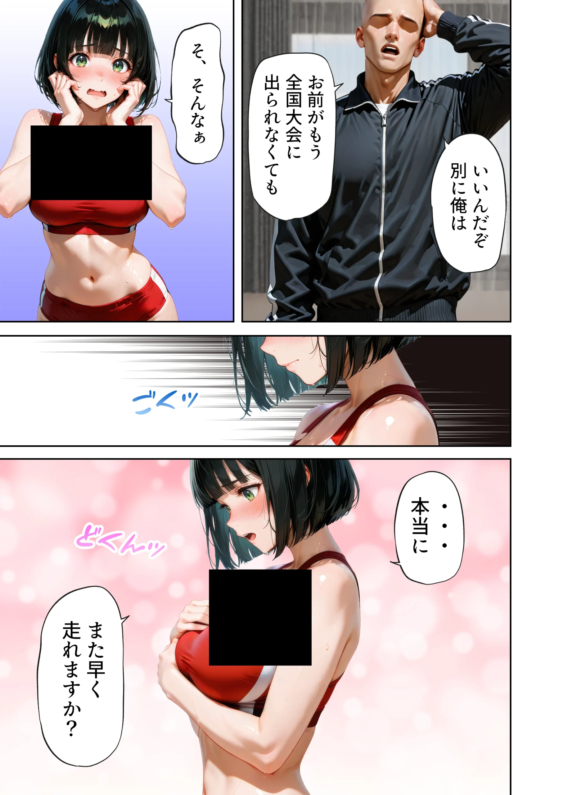 巨乳が暴れて走れませんッ！ 補欠落ちした陸上部元エースがコーチに秘密の特訓を指導してもらう話 サンプル漫画
