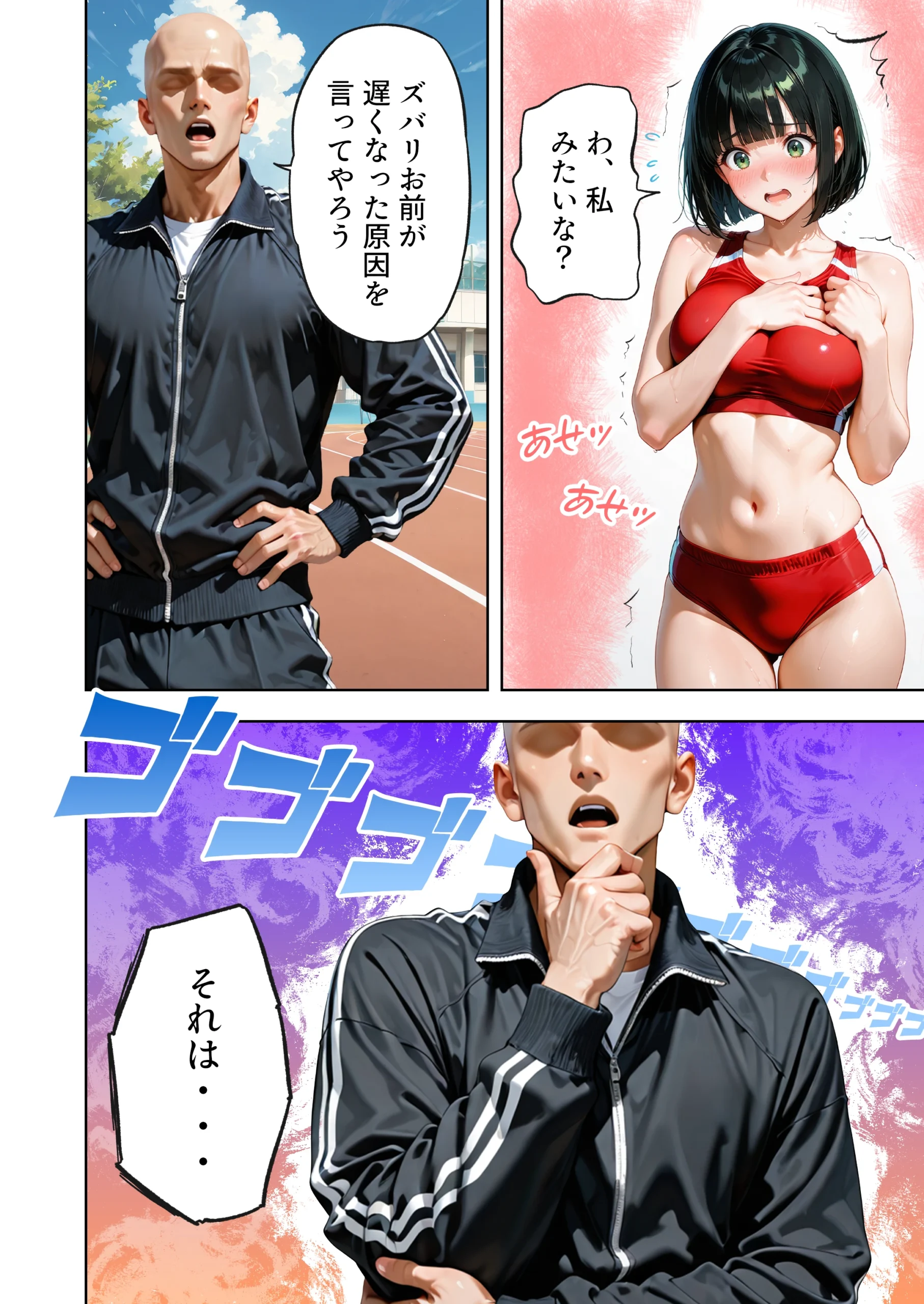 巨乳が暴れて走れませんッ！ 補欠落ちした陸上部元エースがコーチに秘密の特訓を指導してもらう話 サンプル漫画